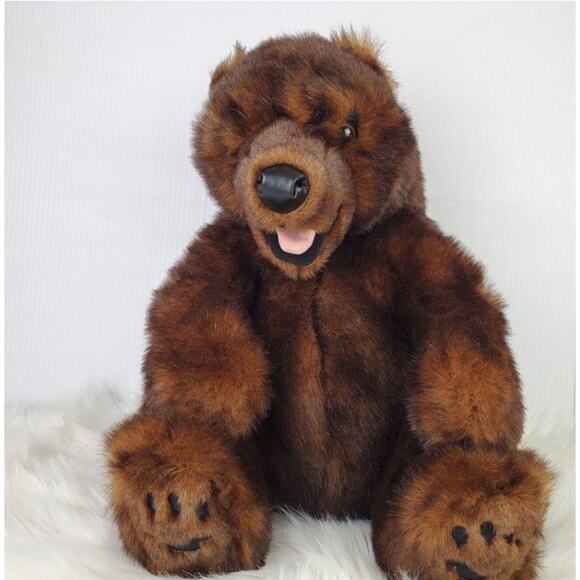 Disney Parks Hidden Mickey Brown Grizzly Bear Stuffed Animal Toy Puppet - Picture 3 of 7